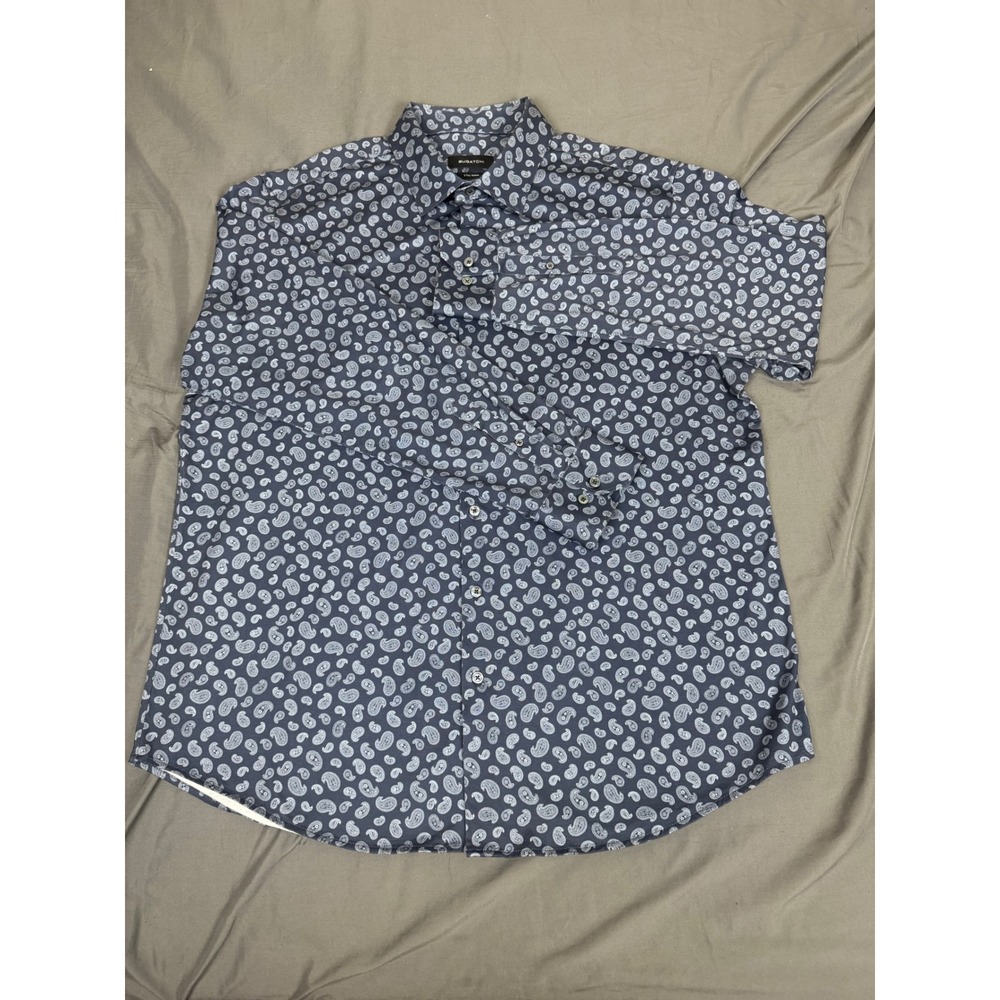 Bugatchi Mens XXL Navy Blue Paisley 8-Way Stretch Long Sleeve Shirt CF9115K60 - Picture 7 of 16
